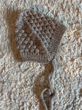 Merino Wool Baby Bonnet Bobble Hand Knit